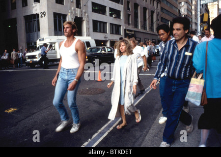 Les écrous, Barbra Streisand sur emplacement sur Broadway dans Lower Manhattan, New York, en octobre 1986, 1987. Banque D'Images