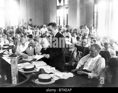 Procès Scopes, Juillet 10, 1925-21, Dayton, Ohio, de l'école enseignant John Scopes pour l'enseignement de la théorie de l'évolution. Champs d' Banque D'Images