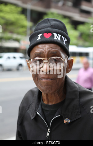 Portrait d'un vieil homme avec un chapeau, New York City, USA Banque D'Images