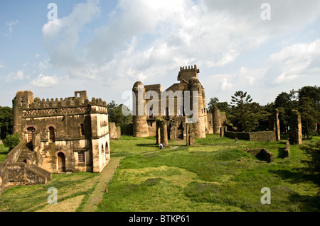 Le palais et bibliothèque dans l'enceinte royale, Gondar, Éthiopie Banque D'Images