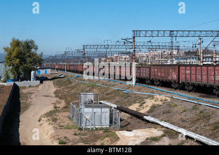 La gare ferroviaire centrale. Oulan-oudé, capitale de la République bouriate, Russie Banque D'Images