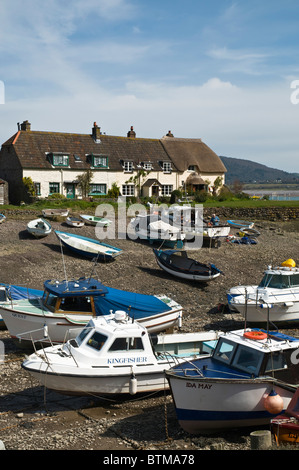 Dh Porlock Weir Harbour PORLOCK WEIR bateaux échoués, SOMERSET et chaumières par mer cottage anglais uk Banque D'Images