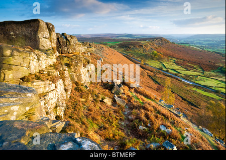 Bord de bord Curbar Buxton, parc national de Peak District, Derbyshire, Angleterre, RU Banque D'Images