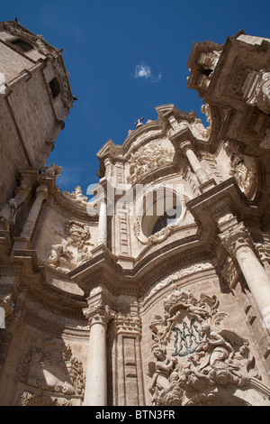 L'avant de la cathédrale de Valence ou Cathédrale Basilique de l'Assomption de Notre-Dame de Valence Espagne Banque D'Images