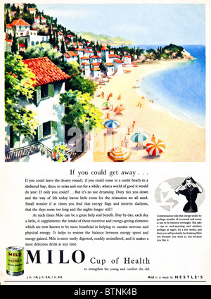 Annonce dans le magazine vers 1952 pour Milo boisson santé Banque D'Images