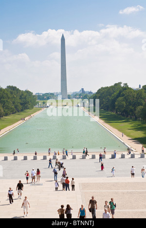 Washington DC - Sep 2009 - Vue sur le Washington Monument du Lincoln Memorial à Washington DC Banque D'Images