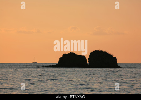 Location au coucher du soleil, Parc National Manuel Antonio, Costa Rica Banque D'Images