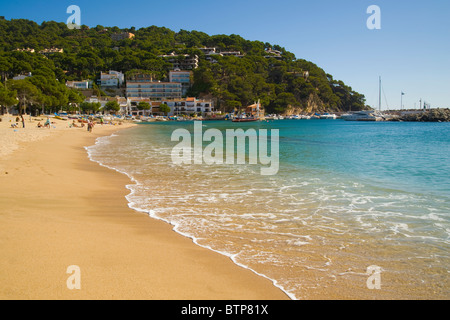 Plage de Calella de Palafrugell, Costa Brava, Catalogne, Espagne Banque D'Images