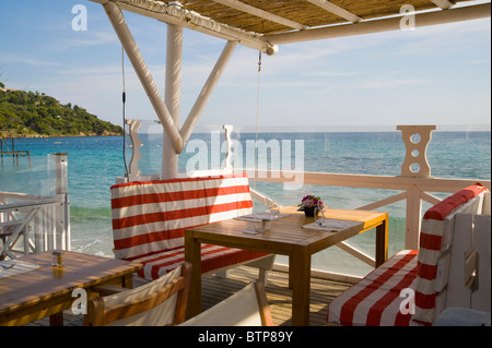 Plage de Tahiti, Plage, Saint Tropez, Côte d'Azur, France Banque D'Images