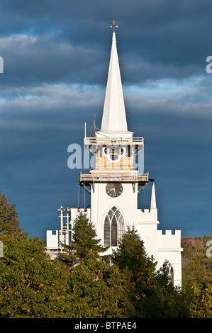 Clocher de l'église, restauration East Machias, Maine, USA Banque D'Images