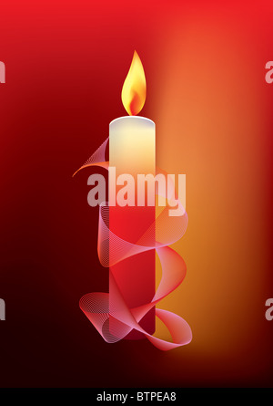 Bougie sur fond rouge Banque D'Images