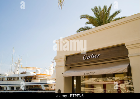 Boutique Cartier, Puerto Banus, Marbella, Costa del Sol, Espagne Banque D'Images