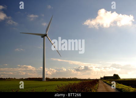 Éolienne sur les fens à Ranson Moor, Cambridgeshire, Angleterre, RU Banque D'Images