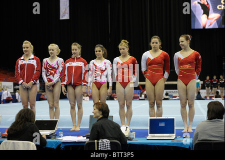 Championnats Européens 2010 Birmingham.Senior Podium Femmes Formation. Photos par Alan Edwards Banque D'Images