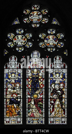 Une vitrail de Clayton et de Bell représentant l'Ascension, l'église Saint Jean Baptiste, Sutton Veny, Wiltshire Banque D'Images