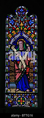 Un vitrail illustrant Ancien Testament prophète Daniel, Église Paroissiale de St Jacques le Majeur, Bratton, Wiltshire Banque D'Images