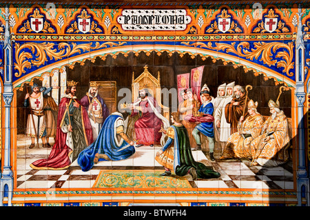 Plaza de España Séville espagne andalousie Barcelone couronnement d'un couronnement du roi Banque D'Images