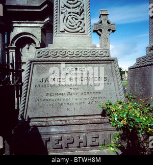 Pierre tombale du James Stephens, cimetière Glasnevin, Dublin, Dublin, Irlande, Membre fondateur de l'Mouvement Fenian Banque D'Images