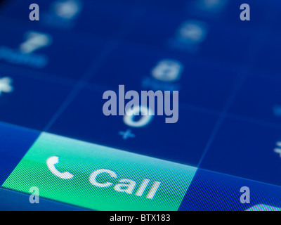 Clavier du téléphone mobile libre, l'accent sur bouton d'appel, appel pour la communication,service,thèmes appelant Banque D'Images