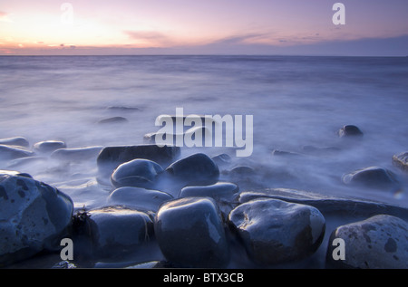 Coucher du soleil à Lilstock UK Somerset Beach Banque D'Images