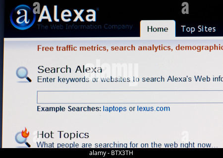 Capture d'écran site web Alexa Banque D'Images