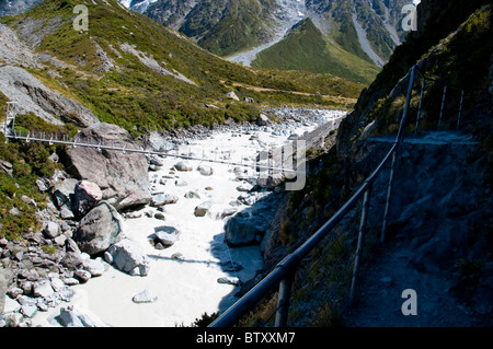 Mount Cook,parc Aoraki/Mont Cook,Hooker River,oeil triangulaire,Mt Cook Comté de Mackenzie,Île du Sud, Nouvelle-Zélande Banque D'Images