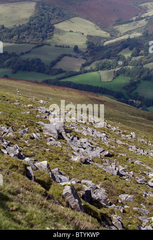 Le Vale d'Grwyney depuis le Pain de Sucre Mynydd Pen-y-automne Abergavenny Monmouthshire au Pays de Galles Banque D'Images