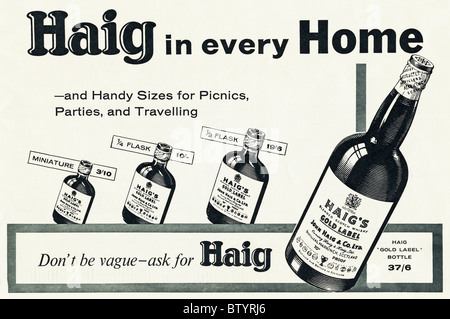Publicité dans le magazine anglais vers 1960 pour le Scotch whisky Haig