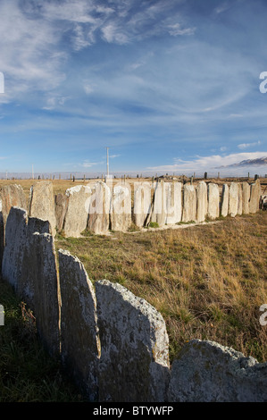 Pierre historique chantiers moutons près de Middlemarch, Taieri Strath, Otago, île du Sud, Nouvelle-Zélande Banque D'Images