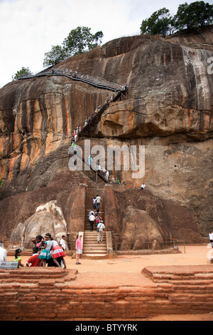 La forteresse du Rocher de Sigiriya, Sri Lanka, escalier Lion Banque D'Images