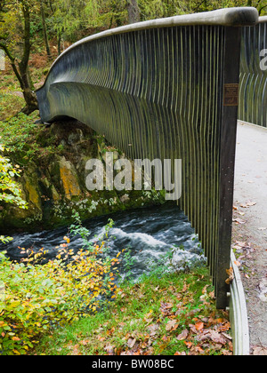 Passerelle Woodburn au-dessus de la rivière Brathay au pont Skelwith dans le parc national Lake District, Cumbria, Angleterre. Banque D'Images