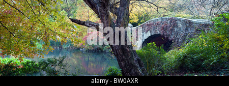 L'automne dans Central Park à l'étang et le Gapstow bridge Banque D'Images