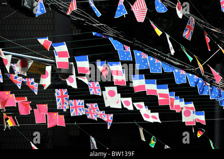 Drapeaux en rue, Séoul, Corée du Sud Banque D'Images