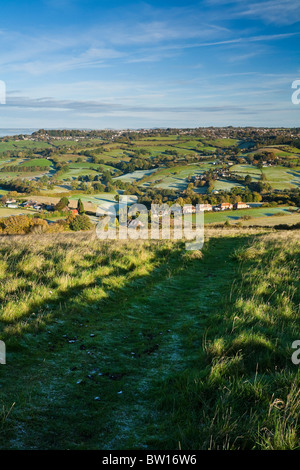 Vue nord de Shaftesbury sur Beacon Melbury sur un matin d'automne. Chanborne Chase ANOB Dorset UK Banque D'Images