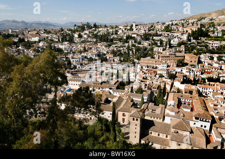 Alhambra Granada Andalousie Espagne town city sky line Banque D'Images