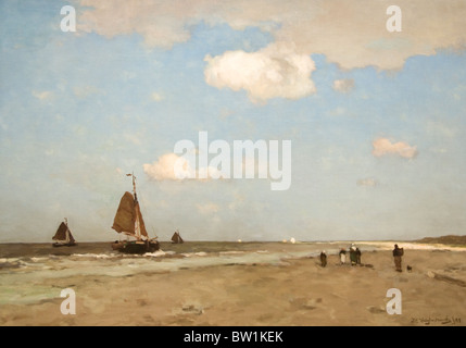 Pays-bas Jan Hendrik Weissenbruch Peinture Scène de plage 1887 Banque D'Images