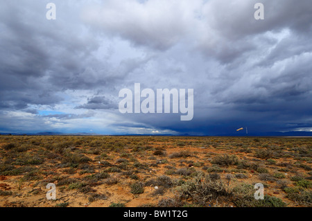 Nuages de tempête de recueillir plus de désert. Karoo, Afrique du Sud. Banque D'Images