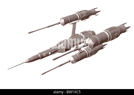 Isolé 3D illustration d'un vaisseau spatial Banque D'Images