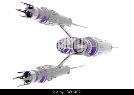 Isolé 3D illustration d'un vaisseau spatial Banque D'Images