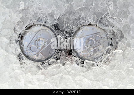 On peut boire deux thés immergé dans la glace gel libre Banque D'Images