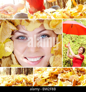 Collage de plusieurs images représentant l'automne alors que Banque D'Images