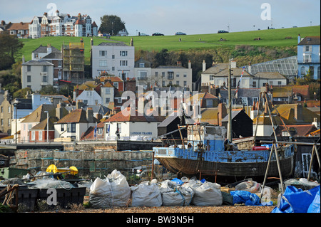 L'ancien quartier de pêche de Hastings East Sussex Uk ville côtière Banque D'Images