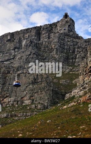 Façons d'obtenir de la Table Mountain, téléphérique ou à pied. Capetown, Afrique du Sud. Banque D'Images