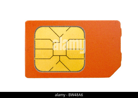 Carte Sim pour téléphone mobile isolé sur fond blanc Banque D'Images