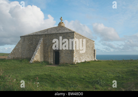 St Aldhelm's Chapel sur Sentier Littoral du Dorset Banque D'Images