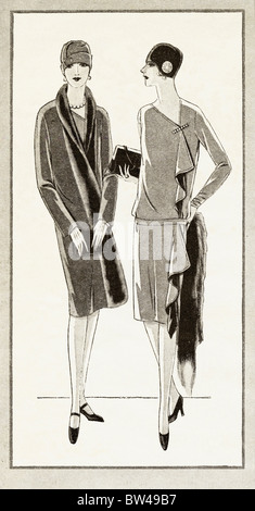 1928 L'illustration de mode magazine de mode typique de la période vêtements Banque D'Images