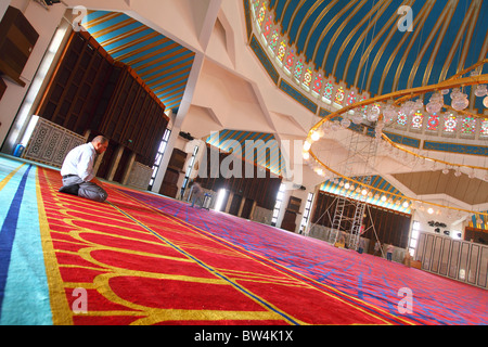 Amman, Jordanie, centre-ville, ville, mosquée, la Mosquée du Roi Abdullah, à l'intérieur, de l'intérieur Banque D'Images