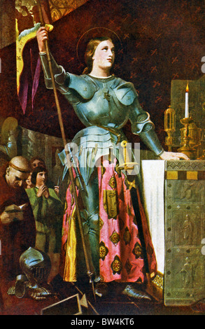 Joan of Arc (mort en 1431), une héroïne nationale et sainte française, a conduit l'armée française à plusieurs victoires contre les Anglais. Banque D'Images