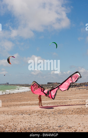 Photos de kite surf à Shoreham en Angleterre en juillet 2010 par Christopher Holt Banque D'Images