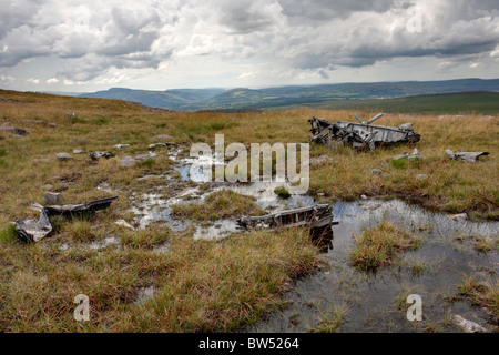 Bombardier Wellington de l'écrasement, Black Mountain, Brecon Beacons, Wales, UK Banque D'Images